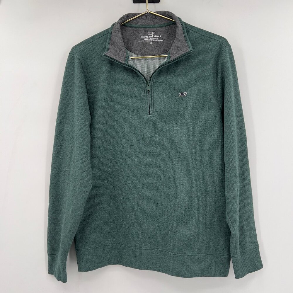 Vineyard Vines Men's Green Quarter-Zip Pullover Sweater